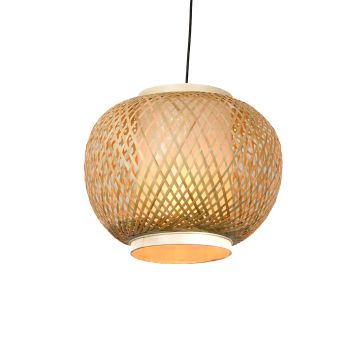 Bamboo Diamond Crossed Pendant Lamp Light On White Background