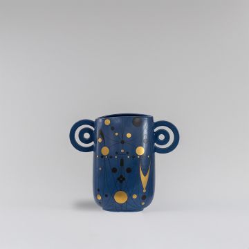 Barrit Ceramic Flower Vase - Blue White Background