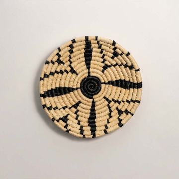 Beige With Black Stripe Handwoven Wall Baskets White Background
