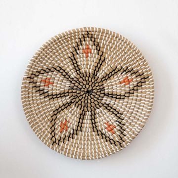Bian Handwoven Sabai Grass Hanging Wall Basket - Black & White White Background