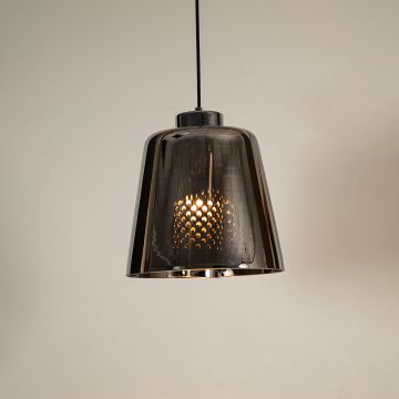 Conical Mesh Hanging Light - Chrome Light On White Background