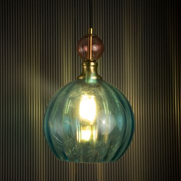 Danish Glass Ball Chandelier - Purple Light On Black Background