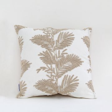 Elegantly Embroidered Cotton Cushion Cover White Background