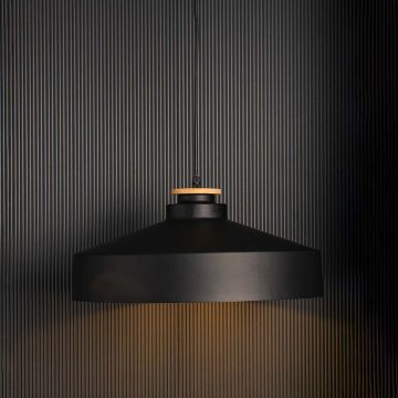 European Round Pendant Lamp - Black Light On Black Background