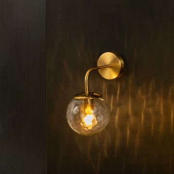 European Style Glass Ball Shade Modern Wall Lamp Light On Black Background