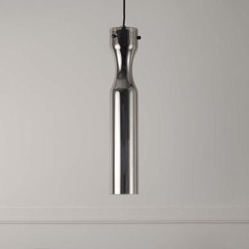 Glass Rod Hanging Pendant Light - Silver Light Off White Background