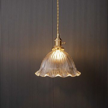 Goldenbell Glass Hanging Light Light On Black Background