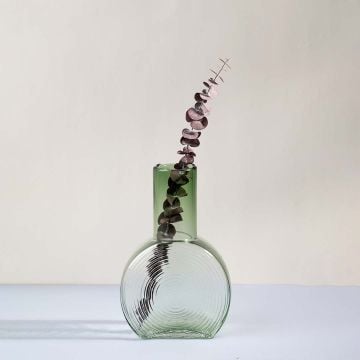 Round Geometric Shape Glass Vase - Green Lifestyle
