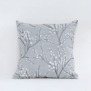 Grey Pure Stylish Embroidered Cushion Cover White Background