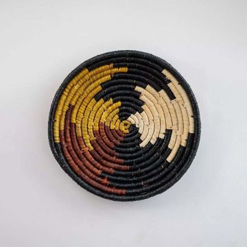 Kabilar Handwoven Sabai Grass Hanging Wall Basket - Black White Background