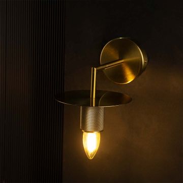 Leven Glass Antique Brass Wall Light Light On Black Background