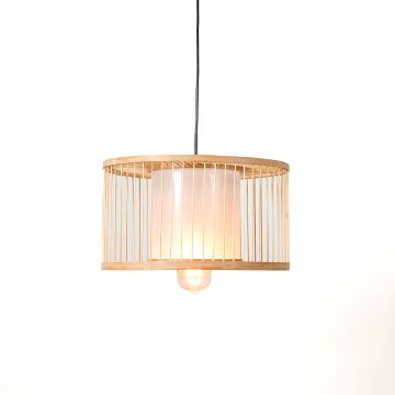 Marais Round Rattan Lamp Light On White Background