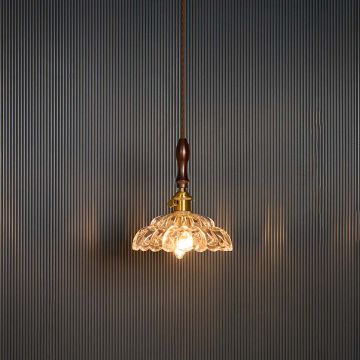 Maruva Glass Hanging Light Light On Black Background
