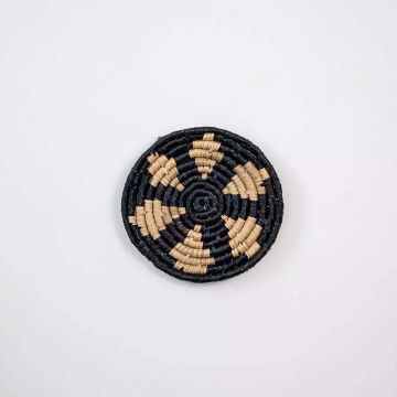 Medieval Touch Handwoven Sabai Grass Hanging Wall Basket Small - Black White Background