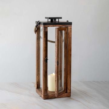 Merbau Wooden Lantern Large Light On White Background