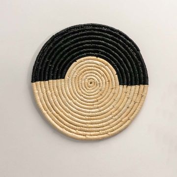 Midnight Handwoven Wall Hanging Basket White Background