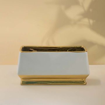 Midnight Gold - White Ceramic Decorative Object White Background