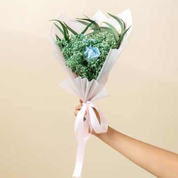 Mint Green Dried Flower BouquetHand Image