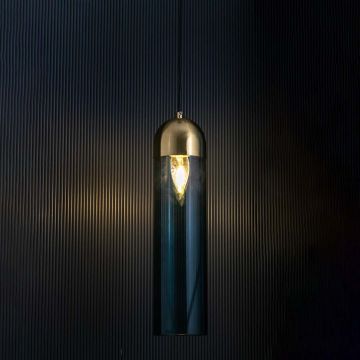 Modern Glass Tube Pendant Light Light On Black Background
