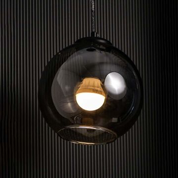 Modern Loft Smoky Grey Glass Pendant Light Light On Black Background