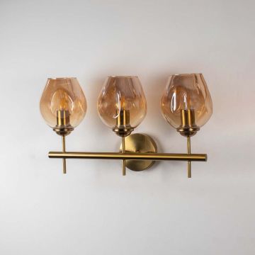 Modern Triple Lights Metal & Glass Vanity Light Light Off White Background