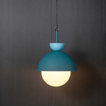 Nordic Macaroon Pendant Lamp - Dark Blue & Sky Blue Light On Black Background