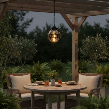 serenara black outdoor hanging light large main lifestyle