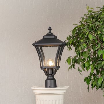 Chamber Outdoor Gate Light Black light on with piller