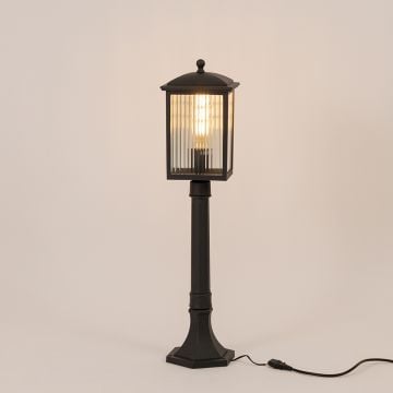 Retro Rectangular Outdoor Pole Light light on white background
