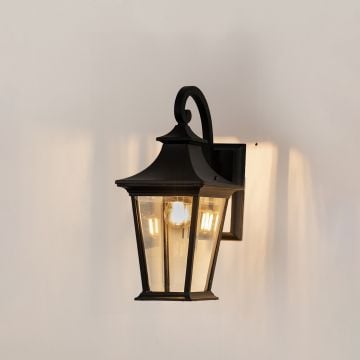 Bungalow Open Outdoor Wall Light Black light on white background