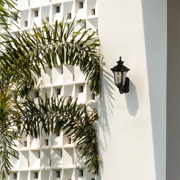 Lattice-Outdoor-Wall-Sconce-Black-Lifestyle