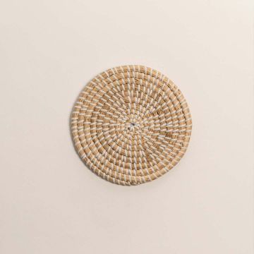 Pearl Handwoven Wall Basket White Background