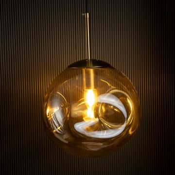 Postmodern Amber Crystal Glass Pendant Light Light On Black Background