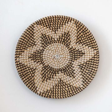 Ramira Handwoven Sabai Grass Hanging Wall Basket - Black White Background