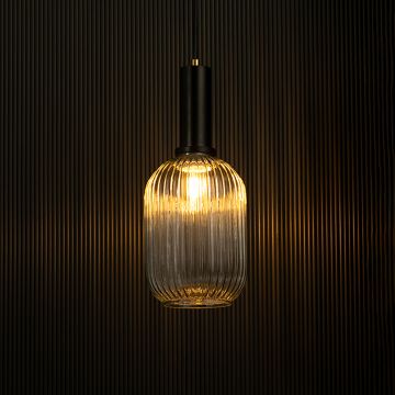 Ripple Glass Pendant Light - Transparent Light On Black Background