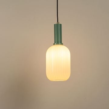 Ripple Glass Pendant Light - White Light On White Background
