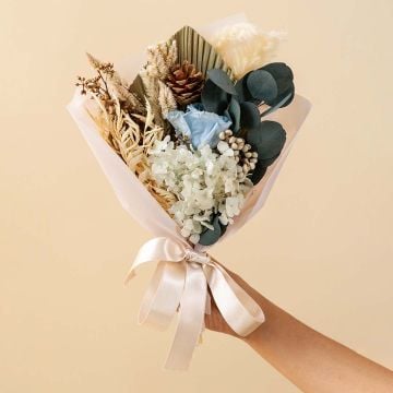 Royal Blue Mix Flower BouquetHand Image