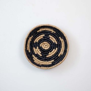 Sahara Saga Handwoven Sea Grass Hanging Wall Basket Black - Small White Background