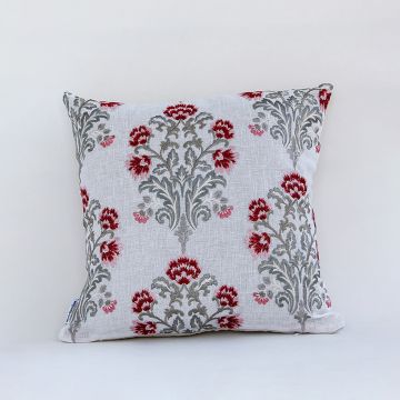 Serene Floral Embroidered Cushion Covers Cotton White Background