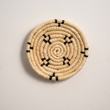 Shallow Handwoven Wall Basket Decor White Background