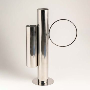 Silver Metal Flower Vase White Background