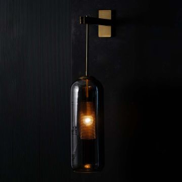 Smoky Glass Dropping Wall Light Light On Black Background