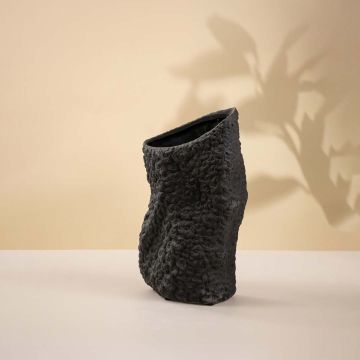 Tombstone Black Ceramic Vase White Background