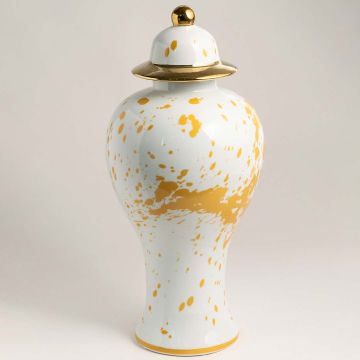 Vintage Oriental White Ceramic Jar - Large White Background