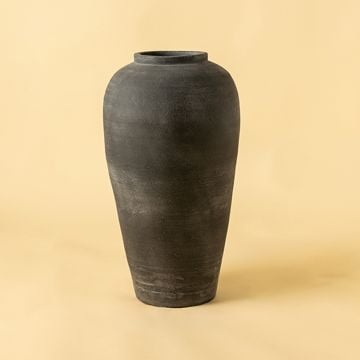Ochre Terracotta Vase Medium White Background
