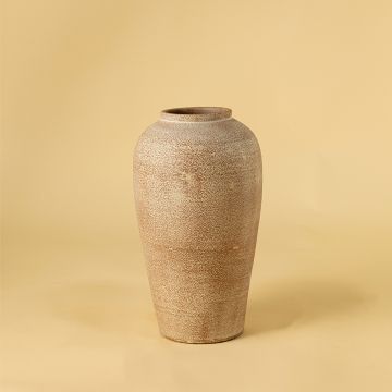 Sepia Terracotta Vase Small White Background