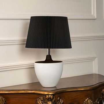 Wabi-sabi Style White Ceramic Table Lamp Light On White Background