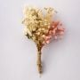 Elegant dried flower boutonniere with preserved blooms and jute wrap perfect for groom wedding suit and lapel decor.