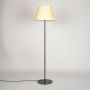 Fanny Linear Black Floor Lamp with Pleated Empire Shade - Off-White