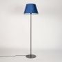Fanny Linear Black Floor Lamp with Suede Shade - Blue